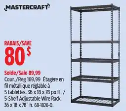 Canadian Tire Mastercraft 5-Shelf Adjustable Wire Rack offer
