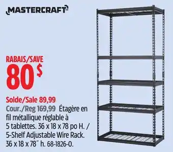 Canadian Tire Mastercraft 5-Shelf Adjustable Wire Rack offer