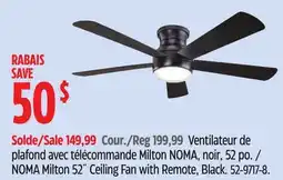 Canadian Tire NOMA Milton 52˝ Ceiling Fan with Remote, Black offer
