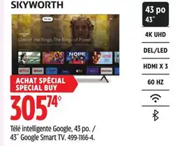 Canadian Tire Skyworth 43˝ Google Smart TV offer