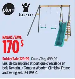 Canadian Tire Plum Tamarin Wooden Climbing Frame and Swing Set offer