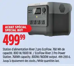 Canadian Tire EcoFlow River 2 Pro Power Station. 768Wh capacity. 800W/1600W output offer