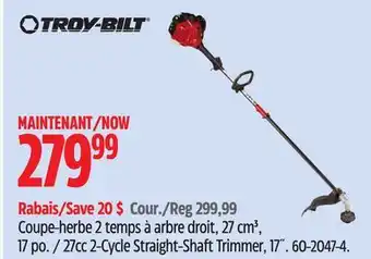 Canadian Tire Troy-Bilt 27cc 2-Cycle Straight-Shaft Trimmer offer