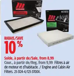 Canadian Tire Motomaster Engine and Cabin Air Filters offer
