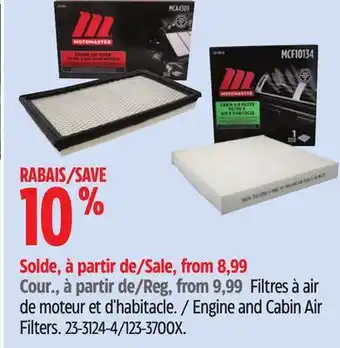 Canadian Tire Motomaster Engine and Cabin Air Filters offer