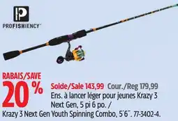 Canadian Tire Profishiency Krazy 3 Next Gen Youth Spinning Combo, 5´6˝ offer