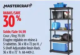 Canadian Tire Mastercraft 5-Shelf Adjustable Resin Rack. 36 x 18 x 72˝ h offer