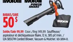 Canadian Tire WORX 12A 385CFM Corded Blower, Vacuum & Mulcher offer
