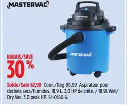 Canadian Tire Mastervac Dry Vac offer