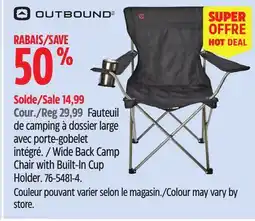 Canadian Tire Wide Back Camp Chair with Built-In Cup Holder offer