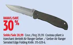 Canadian Tire Gerber Air Ranger Serrated Edge Folding Knife offer