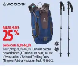 Canadian Tire Woods Selected Trekking Poles (Single or Pair) or Hydration Pack offer