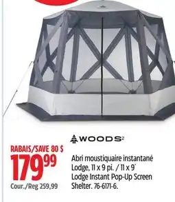 Canadian Tire Woods 11 x 9ยด Lodge Instant Pop-Up Screen Shelter offer