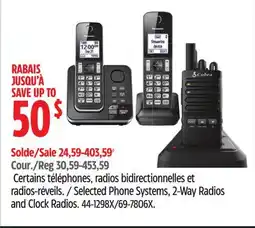 Canadian Tire Westclox Phone Systems, 2-Way Radios and Clock Radios offer