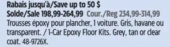Canadian Tire 1-Car Epoxy Floor Kits. Grey, tan or clear coat offer