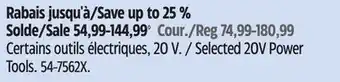 Canadian Tire Mastercraft Selected 20V Power Tools offer