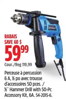 Canadian Tire 1⁄2˝ Hammer Drill with 50-Pc Accessory Kit offer