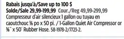 Canadian Tire 1-Gallon Quiet Air Compressor or 3⁄8˝ x 50´ Rubber Hose offer