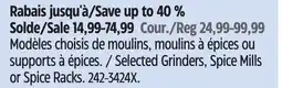 Canadian Tire Selected Grinders, Spice Mills or Spice Racks offer