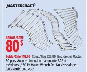 Canadian Tire Mastercraft 60-Pc Master Wrench Set offer