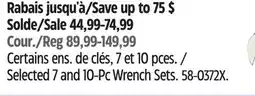 Canadian Tire Maximum Selected 7 and 10-Pc Wrench Sets offer