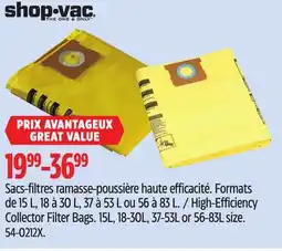Canadian Tire Shop-Vac High-Efficiency Collector Filter Bags offer