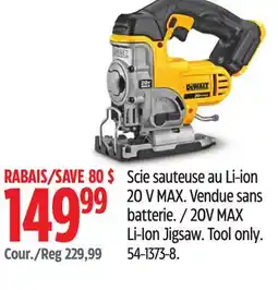Canadian Tire Dewalt 20V MAX Li-Ion Jigsaw offer