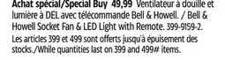 Canadian Tire Bell & Howell Socket Fan & LED Light With Remote offer