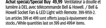 Canadian Tire Bell & Howell Socket Fan & LED Light With Remote offer