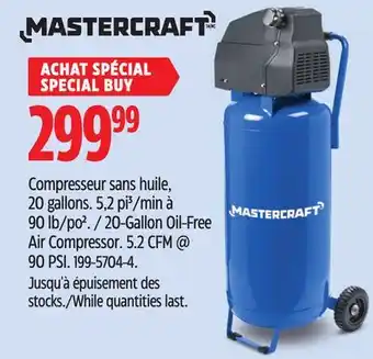 Canadian Tire Mastercraft 20-Gallon Oil-Free Air Compressor. 5.2 CFM @ 90 PSI offer