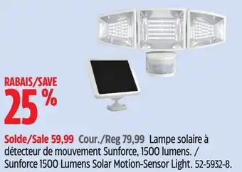 Canadian Tire Sunforce 1500 Lumens Solar Motion-Sensor Light offer
