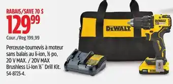 Canadian Tire Dewalt 20V MAX Brushless Li-Ion 1⁄2˝ Drill Kit offer