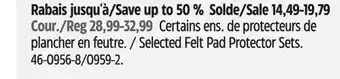 Canadian Tire Selected Felt Pad Protector Sets offer