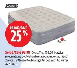 Canadian Tire Coleman Queen Double-High Air Bed with AC Pump offer