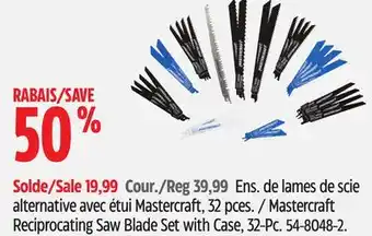 Canadian Tire Mastercraft Reciprocating Saw Blade Set with Case offer