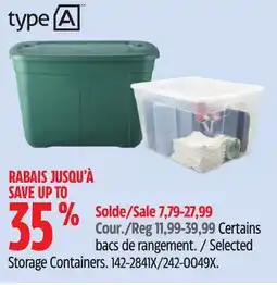 Canadian Tire type A Selected Storage Containers offer