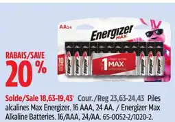 Canadian Tire Energizer Max Alkaline Batteries offer