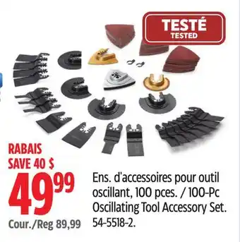 Canadian Tire Mastercraft 100-Pc Oscillating Tool Accessory Set offer