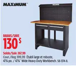 Canadian Tire Maximum 471⁄4˝ Wide Heavy-Duty Workbench offer