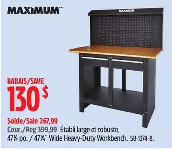 Canadian Tire Maximum 471⁄4˝ Wide Heavy-Duty Workbench offer