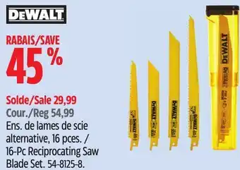 Canadian Tire DEWALT 16-Pc Reciprocating Saw Blade Set offer