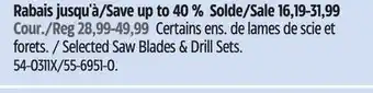 Canadian Tire Mastercraft Saw Blades & Drill Sets offer
