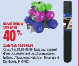 Canadian Tire Equipment Mat, Foam Flooring and Dumbbells offer