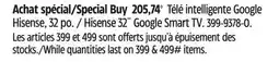 Canadian Tire Hisense 32 Google Smart TV offer