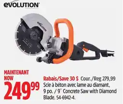 Canadian Tire Evolution 9˝ Concrete Saw with Diamond Blade offer