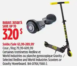 Canadian Tire Selected Redline and World Industries Scooters or Gravity Hoverboard offer