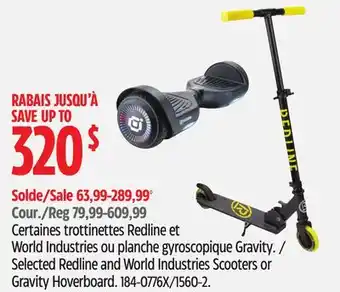 Canadian Tire Selected Redline and World Industries Scooters or Gravity Hoverboard offer