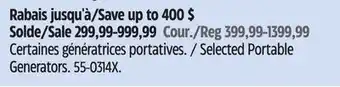 Canadian Tire Shelterlogic Selected Portable Generators offer