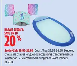 Canadian Tire Swimways Selected Pool Loungers or Swim Trainers offer