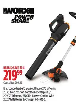 Canadian Tire WORX 270 CFM Blower Combo with 2 x 2Ah Batteries & Charger offer